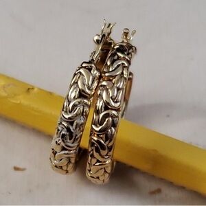 Sterling Silver 925 Byzantine Hoops Earrings